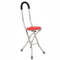 DSHUJC Stainless Steel Crutches Chair Light Four-Legged Cane Stool Sponge Handshake PU Leather Non-Slip Foot pad Designed for The Elderly,A