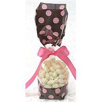 Brown with Pink Polka Dots Tall Cellophane Goodie Bag (2in. W x 9 1/2in. H x 1 7/8in. Deep) - pack of 25