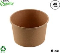 8 oz Disposable Kraft Paper Soup Containers [25 PACK] - Half Pint Ice Cream Containers, Frozen Yogurt Cups, Restaurant, Microwavable, Take out, Food Storage, Recyclable