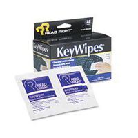 Read Right KeyWipes Keyboard & Hand Cleaner Wet Wipes, 5 x 6 7/8, 18/Box