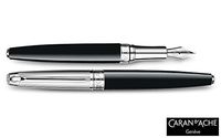 Caran D'ache Leman Bicolor Black silver plated/rhodium Medium Point Fountain Pen - CA-4799289