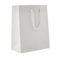 8 x 4 x 10" White Matte - 100 Pack | Heavy Duty Standard Original Style Paper Tote Bag Set | Perfect for Gifts, Party, Baby Shower, Kid’s Birthdays, Weddings, Lunch & More (100-8-White Matte)