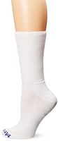 PEDS Women's Diabetic Extra Wide Non-Binding Ribbed Top Crew Socks 1 Pair, White, 7-10