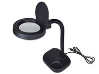 5X 10X Light-Weight Portable Tabletop Gooseneck Magnifying Lamp Magnifier Desk Light, Reading Lamp Black