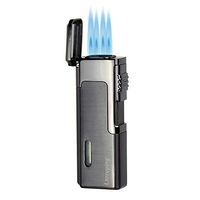 Larruping Lighter Jet Lighter Windproof Turbo Quadruple Flame Gas Butane Refillable Torch Lighter with Punch and Butane Window.Gadgets for Men
