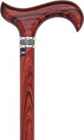 Royal Canes Exotic Cocobolo Wood Derby Walking Cane w/Pewter Rose Collar