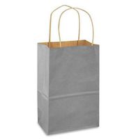 Small Colorful Kraft Paper Bags, 5.5" Wide, Made in USA, High Quality (Gray)