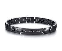 XUANPAI Personalized 8MM Stainless Steel Hematite Medical ID Bracelet with Magnetic Therapy-Free Engraving Pain Relief for Arthritis Carpal Tunnel