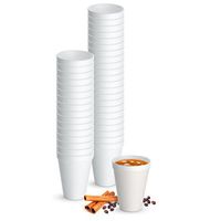 8 Oz. Disposable Hot Cups - White Styrofoam Drinking Teacup - (Pack of 100) Foam Cups for Hot & Cold Beverages – Ideal Size for Coffee, Tea or Hot Cocoa
