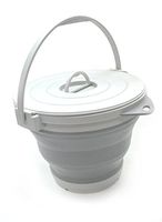 SAMMART 10L (2.64Gallon) Collapsible Fishing Bucket with Locking Lid, 31cm dia. (Grey)