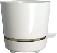 6" Self Watering + Self Aerating High Drainage Deep Reservoir Round Planter Pot Prevents Mold, Root Rot & Soil Fungus in Herbs, Succulents, for Indoor & Outdoor & Windowsill Gardens (White)