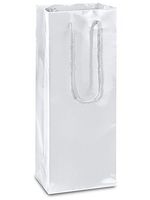 Brilliant Bag Co - 10 Pack - High Gloss Wine Bags - 5" x 3 1/2"x 13 1/4" - Gift and Party Bag with Handles for Wine, Hard Liquor and Champagne Bottles (White)