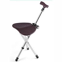 FISHD Folding Walking Stick Stool Cane Chair 5 Files Adjustable 360° Rotating Flashlight Non-Slip Grip Tall Unisex for Elderly As Gift,Easy to Carry