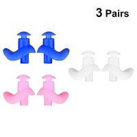 Healifty 3 Pairs Silicone Swimming Earplugs Waterproof Reusable Ear Plugs for Swimming Showering Bathing Surfing and Other Water Sports