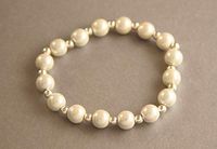 White & Silver Plated Stretch Magnetic Bracelet (Size 7 1/2)