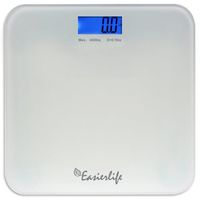 EasierLife High Precision 400 Lbs/180 KG Digital Bathroom Scale, w/ Ultra Sturdy Tempered Glass and Color LCD and "Smart Step-on" Technology, White