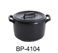 Yanco BP-4104 Black Pearl 3.5" Bowl with Handle and LID 8 OZ, 4.5" Length with Handle, 2.75" Height, Melamine, Black Color with Matting Finish, Pack of 24