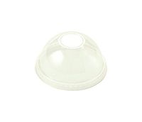 World Centric Compostable Corn PLA Clear Ingeo Dome Lid - no hole - fits 10-24 Ounce Clear Cold Cups (Case of