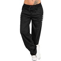CCatyam Plus Size Harem Pants for Women, Wide Leg Yoga Trousers High Waist Button Solid Loose Fashion Black