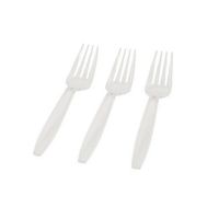 Fineline Settings 2523-WH, Flairware White Plastic Forks, Disposable Catering Cold Hot Food Forks (100)