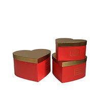 3pcs/Set Golden Cover Heart-Shape Gift Box Florist Packing Flower Wedding Party Valentine's Day/Mother's Day Present Packing Box (Red)