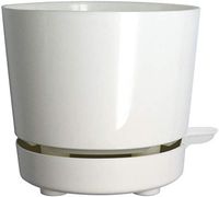 8" Self Watering + Self Aerating High Drainage Deep Reservoir Round Planter Pot Prevents Mold, Root Rot & Soil Fungus in Herbs, Succulents, for Indoor & Outdoor & Windowsill Gardens (White)