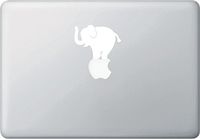 Elephant Balancing Act - Macbook or Laptop Vinyl Decal - Copyright © 2014-2015 Yadda-Yadda Design Co. (3"w x 2.25"h) (WHITE)