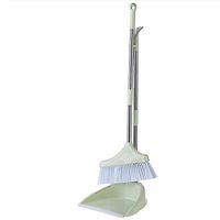CAI - Long Wooden Handle Removable Sweep Set Dustpan and Brush Sets Plastic Bristles Indoor Use,(Green，Size : 75x28cm)