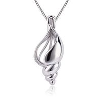 LGSY Sterling Silver Conch Pearl Cage Locket Pendants for Pearl Jewelry Making, Essential Oil Diffuser Locket for Women Girls