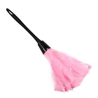 Delaman 14 Inch Soft Turkey Feather Duster, Cleaning Brush, with Black Handle Home Furniture Car Cleaning Tools (Color : Pink)