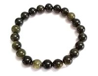 Jet Energized Golden Obsidian 8mm Beads Bracelet Natural Genuine Original A+ Gift Students Chakra Balancing Purification