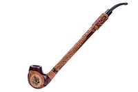 Dr. Watson - 13.5" Churchwarden Wooden Tobacco Smoking Pipe, Hand Carved, Fits 9mm Filter, Comes with Pouch, Boxed (Metal Dragon)