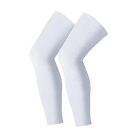 Leg Sleeves Compression Long Sleeve Calf and Shin Supports for Football Basketball Cycling Size XL ( White)