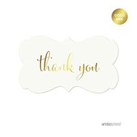 Andaz Press Fancy Frame Rectangular Label Stickers, Thank You, Metallic Gold Ink, 36-Pack