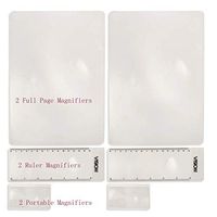 HUAYIMAOYI 6 Piece Bundle Magnifiers ：2 Full Page Lens Plastic 7.5” x 10” Fresnel Lens Magnifiers + 2 Ruler Magnifiers Included +2 Compact Portable Credit Card Magnifiers