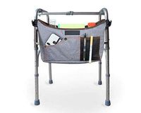 Fushida Walker Storage Bag,Walker Assistant Pouch, Hands Free Rollator Padded Sling Bag, Tote Attachment Caddy Pouches, Fit Rollator, Scooter, Wheelchair(Gray, FYH253)