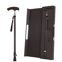 LAIZI Old Man Walking Stick Ultra Light high-Grade Carbon Fiber Cane Telescopic Non-Slip Wooden Handle (Black)