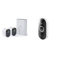 Arlo Ultra - 4K UHD Wire-Free Security 2 Camera System | Indoor/Outdoor Security Cameras with Color Night Vision, 180° View, 2-Way Audio, Spotlight, Siren | Works with Alexa | w/ Arlo Doorbell