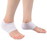 XGXQBS 2.5cm Invisible Height Lift Heel Pad, Heel Cups Silicone Heel Socks Cotton Heel Pads Cushion for Heel Pain Relief-White Small