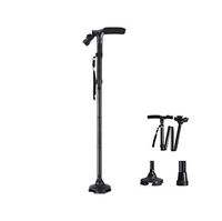 Rventric Folding Coloured Walking Sticks Crutches Lightweight Adjustable Walking Cane For Balance With LED Light Climbing Stick,Black