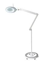 Dimmable LED Light Magnifying Floor Lamp - Adjustable Arm w/Heavy Duty Rolling Base Magnifying LED Floor Lamp for Task, Utility, Reading, Jewelry, Crafting, Sewing, Fly-Tying, Model Painting, Manicur