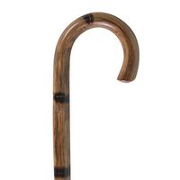 PCP Wood Cane with Round Handle, Crook Style & Walking Aid, Light Mahogany, Large