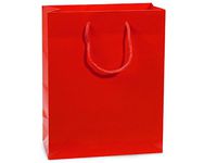 Medium Size Gloss Paper Gift Bags with Handle 8" X 4" X 10" (12) (Red)