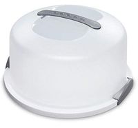 XL Cake Carrier/Storage Container With Server Holds up to 12 inch 3-layer cake, White Gray Translucent Dome - Transports Cakes, Pies, or Other Desserts