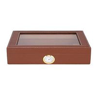 Garosa Cigar Humidor Portable Travel Outdoor Cigar Storage Box with Hygrometer & Humidifier Wooden Vintage Luxury Well Seal Design Case Holds 15-20 Cigars Box Gift Set(Brown)
