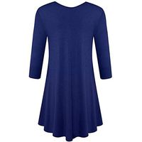 HAALIFE◕‿Womens 3/4 Sleeve Loose Fit Swing Tunic Tops Basic T Shirt Dark Blue