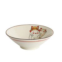 Bowl Japanese-Style Hand Painted Cat Ceramic Fruit Salad Bowl Creative Large-Capacity Ramen Soup Bowl Large Capacity Household tableware, retro bowl