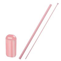Insten Collapsible Reusable Straws, Food-Grade Foldable Silicone Drinking Straw with Portable Case and Cleaning Brush for Gold Beverage, Coffee and Smoothie, Pink