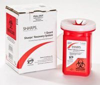 Sharps Recovery System Mailback Sharps Container, 2-Piece 4-1/2 L X 4-1/2 W X 7 H Inch 1 Quart Red, 10100-012 - Sold by: Pack of One