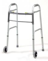 Lumex Dual-Release Folding Walker with 5" Fixed Wheels, Junior